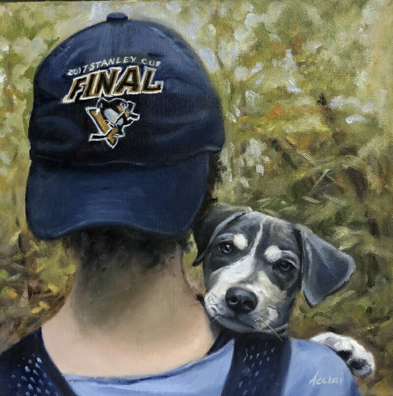 Olivia and Crosby oil painting by Lisa Acciai