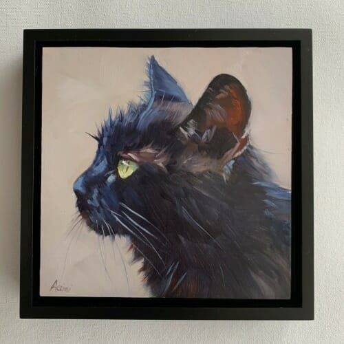 Black-kitten-6x6-oil-Lisa-Acciai